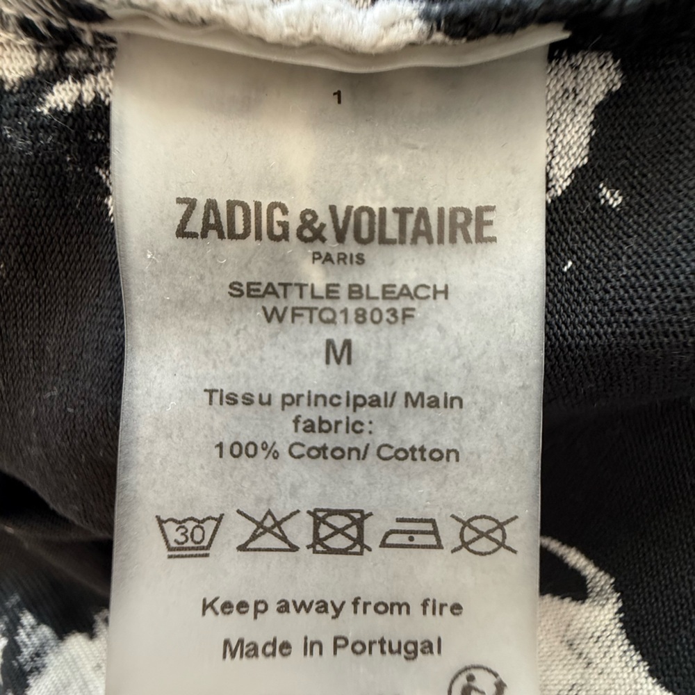 Zadig & Voltaire Black and White Tie-Dye Short Sleeve Tee - Picture 4 of 4